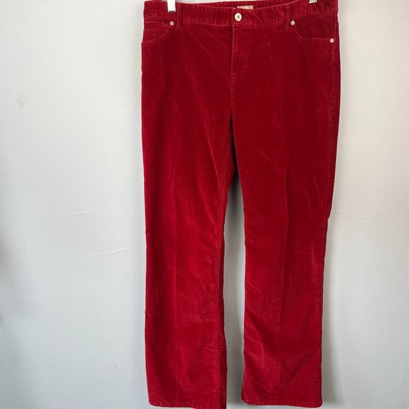 J. Jill Denim - J. Jill Corduroy Boot Cut Stretch Pants Cranberry Red Size 14
